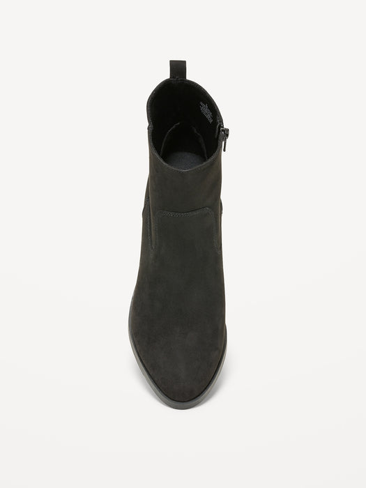Faux-Suede Western Ankle Boots