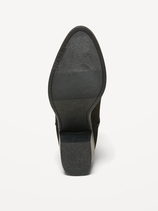 Faux-Suede Western Ankle Boots