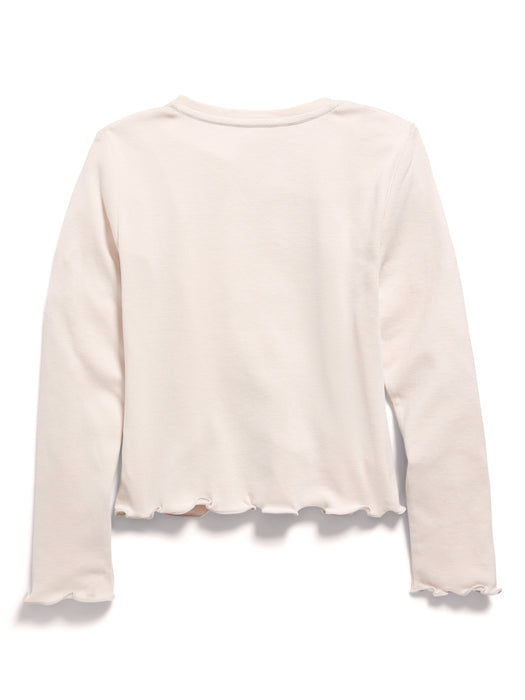 Graphic Rib-Knit Lettuce-Edge T-Shirt for Girls
