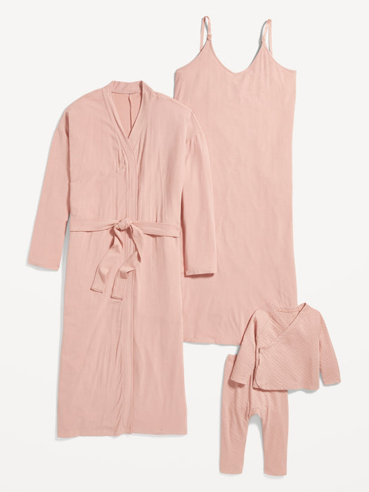 Maternity Sunday Sleep Rib-Knit Robe & Nursing Nightgown Set