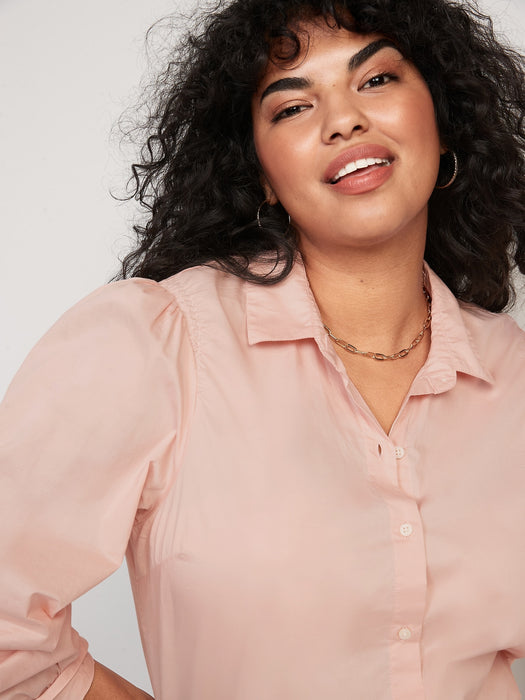 Long-Sleeve Smocked Cotton-Poplin Shirt for Women