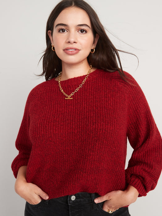 Cozy Shaker-Stitch Pullover Sweater for Women