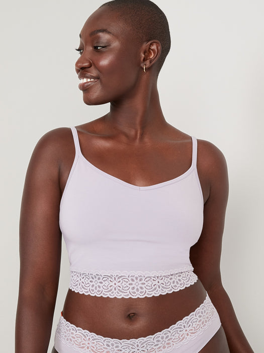 Supima® Cotton-Blend Lace-Trim Cami Bra for Women