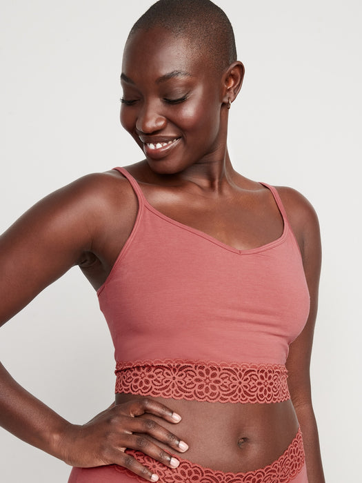 Supima® Cotton-Blend Lace-Trim Cami Bra for Women