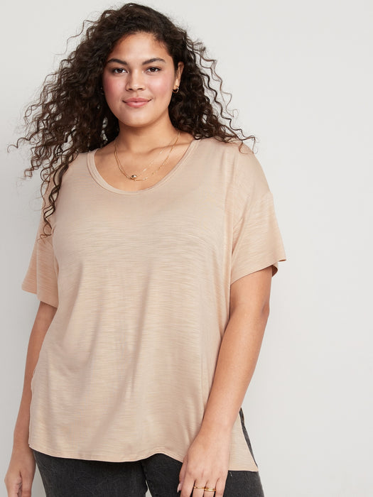 Oversized Luxe Slub-Knit Tunic T-Shirt for Women