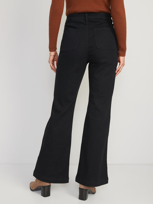 Extra High-Waisted 360° Stretch Trouser Flare Black Jeans for Women