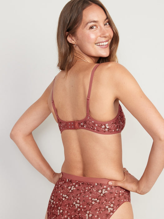 Mesh Underwire Balconette Bra for Women