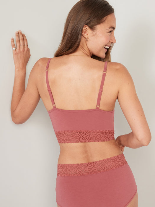 Supima® Cotton-Blend Lace-Trim Cami Bra for Women