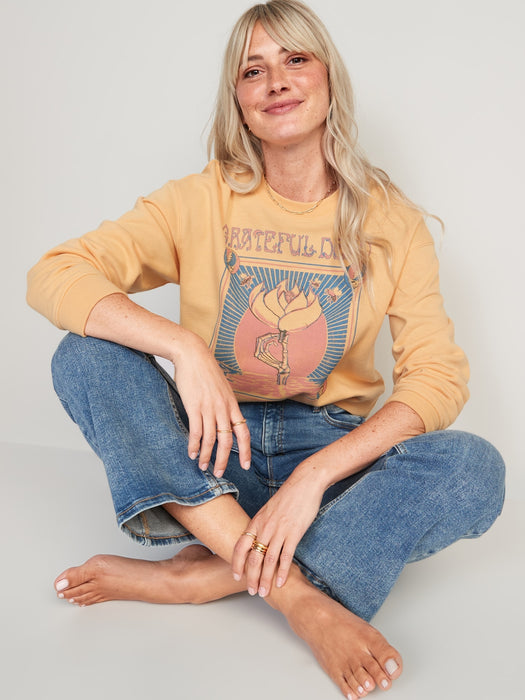 Oversized Licensed Rock Star Cropped Sweatshirt for Women