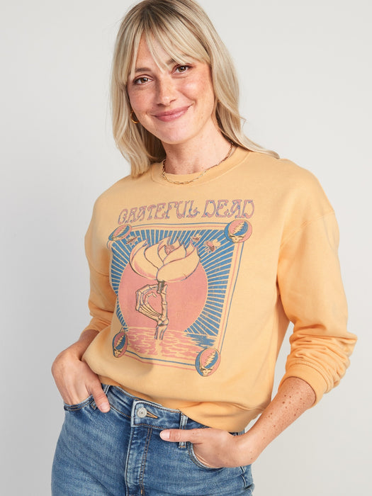 Oversized Licensed Rock Star Cropped Sweatshirt for Women