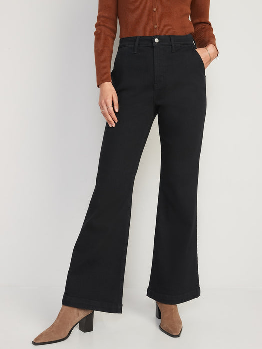 Extra High-Waisted 360° Stretch Trouser Flare Black Jeans for Women