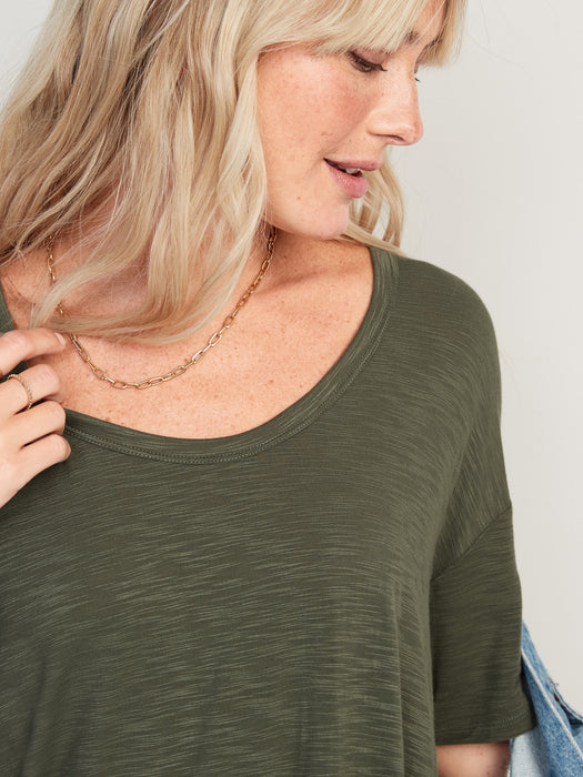 Oversized Luxe Slub-Knit Tunic T-Shirt for Women