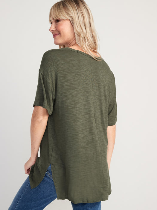 Oversized Luxe Slub-Knit Tunic T-Shirt for Women
