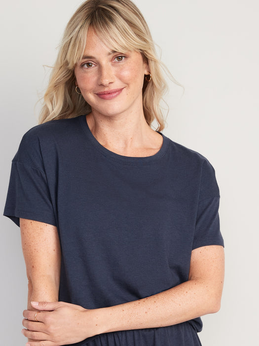 Sunday Sleep Cropped Lounge T-Shirt for Women