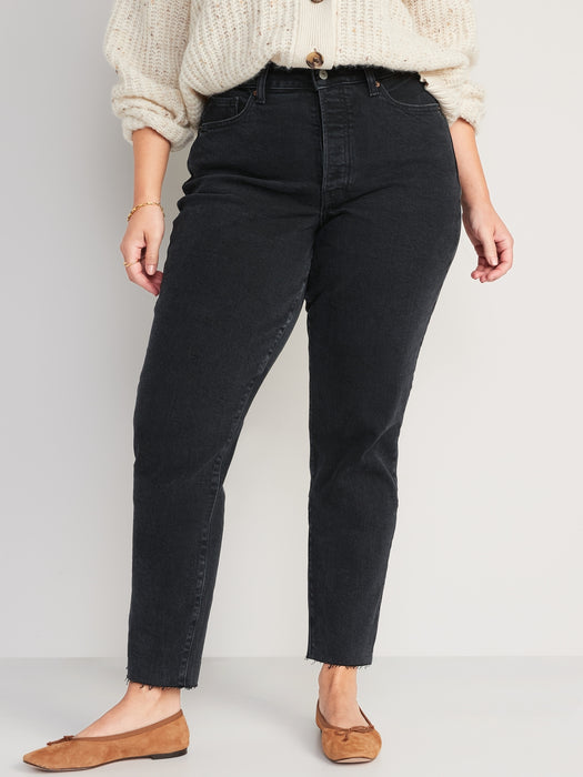 Curvy High-Waisted Button-Fly OG Straight Cut-Off Jeans for Women