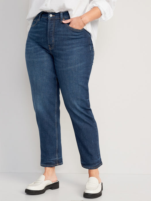 Curvy Extra High-Waisted Button-Fly Sky-Hi Straight Jeans for Women