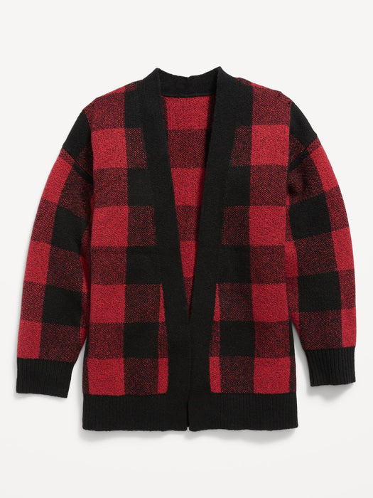Cozy Textured-Knit Open-Front Cardigan Sweater for Girls