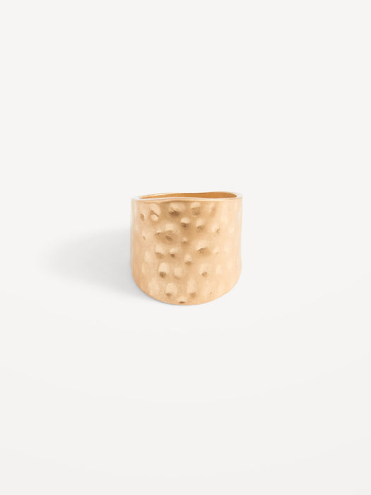 Gold-Toned Hammered Metal Ring for Women