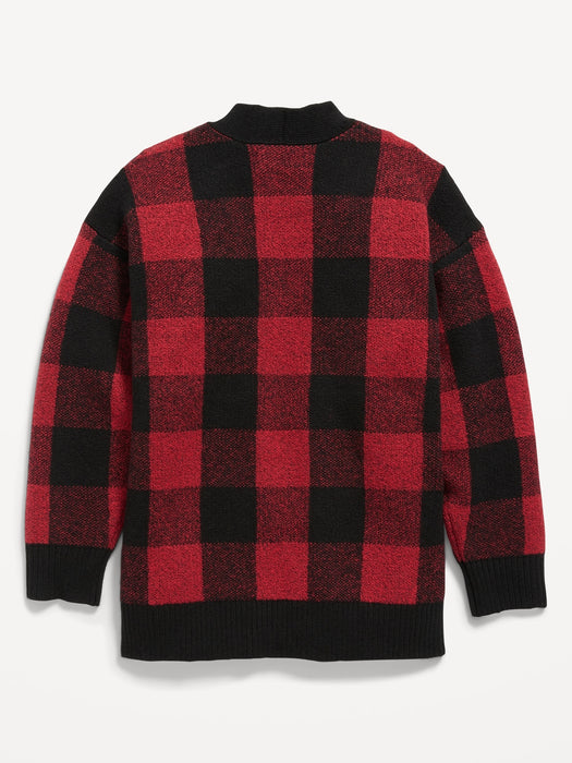 Cozy Textured-Knit Open-Front Cardigan Sweater for Girls