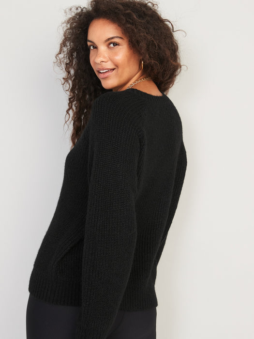Cozy Shaker-Stitch Pullover Sweater for Women