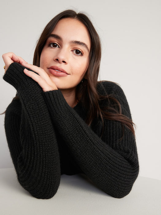 Cozy Shaker-Stitch Pullover Sweater for Women