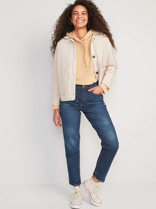 Curvy Extra High-Waisted Button-Fly Sky-Hi Straight Jeans for Women