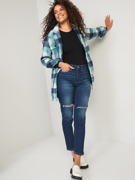 Curvy High-Waisted OG Straight Ripped Ankle Jeans for Women