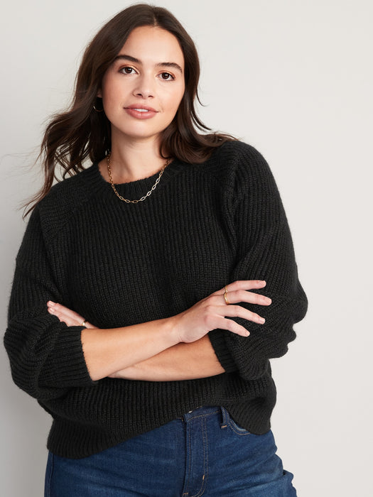 Cozy Shaker-Stitch Pullover Sweater for Women