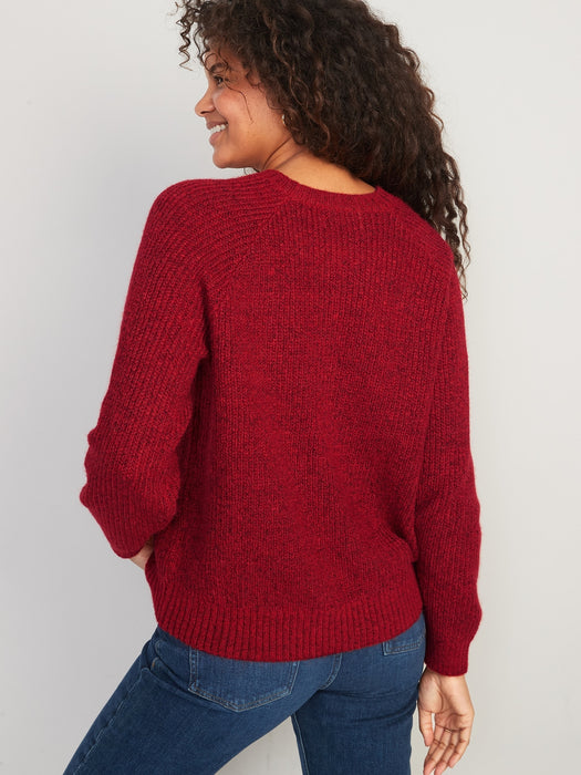 Cozy Shaker-Stitch Pullover Sweater for Women