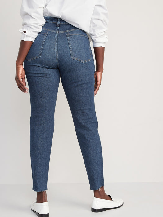 High-Waisted OG Straight Cotton-Hemp Blend Cut-Off Jeans for Women