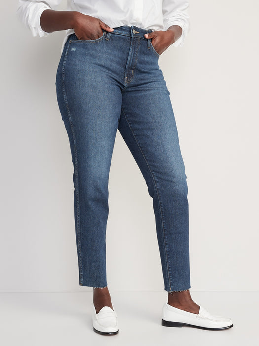 High-Waisted OG Straight Cotton-Hemp Blend Cut-Off Jeans for Women