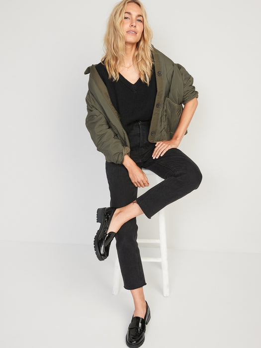 Faux-Leather Chunky Heel Loafers