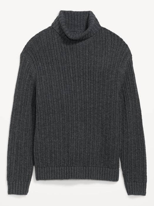 Loose Textured-Knit Turtleneck Sweater for Men