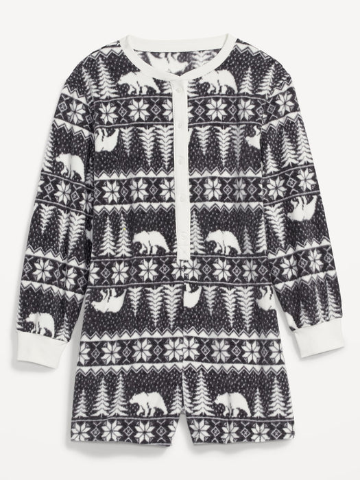 Fleece Henley Pajama Romper -- 3.5-inch inseam