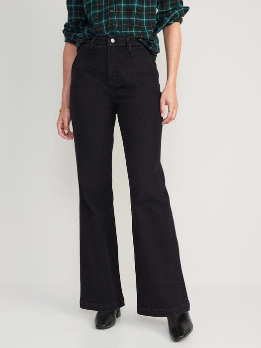 Extra High-Waisted 360° Stretch Black Trouser Flare Jeans for Women