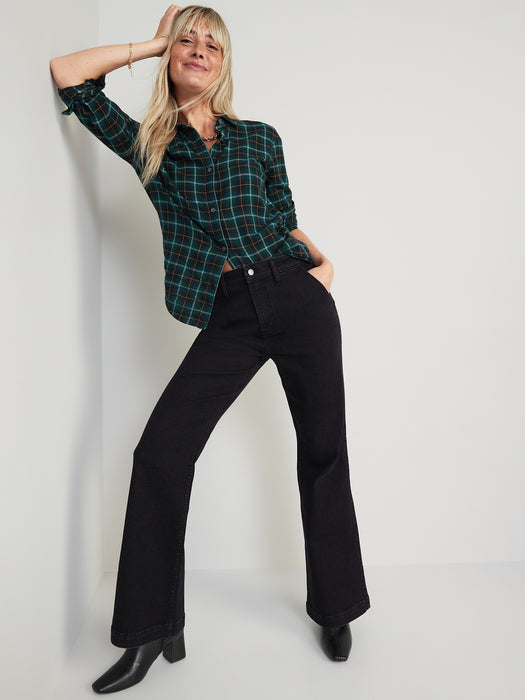 Extra High-Waisted 360° Stretch Black Trouser Flare Jeans for Women