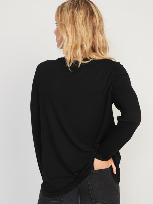 Luxe V-Neck Long-Sleeve T-Shirt for Women
