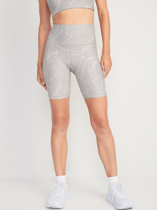 High-Waisted PowerSoft Side-Pocket Biker Shorts for Women -- 8-inch inseam