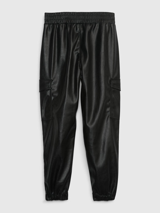 Kids Faux-Leather Joggers