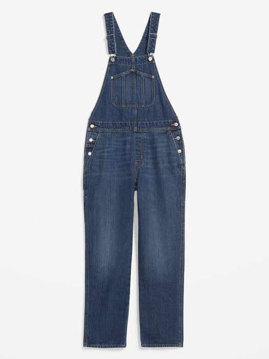 Slouchy Straight Workwear Non-Stretch Jean Overalls for Women