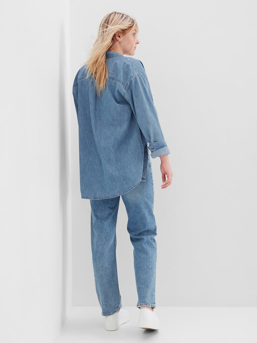 Teen Oversized Denim Shirt with Washwell