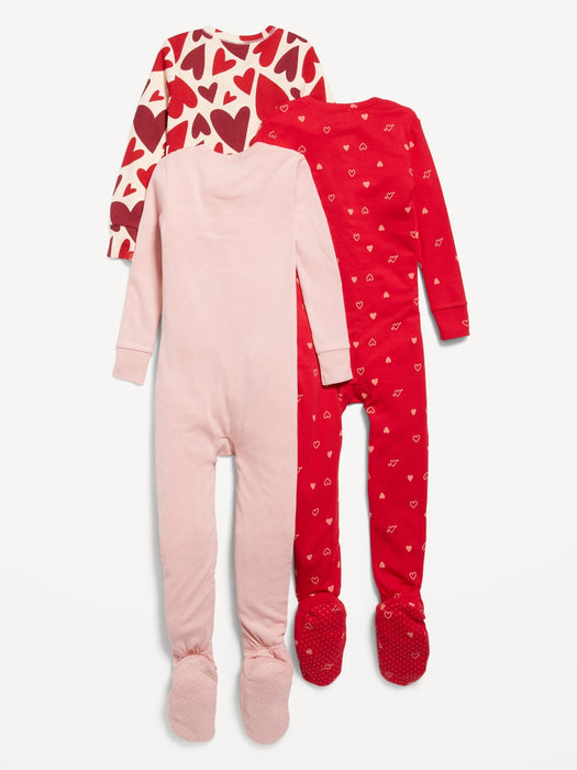 Unisex 2-Way-Zip Footie Pajama One-Piece 3-Pack for Toddler & Baby