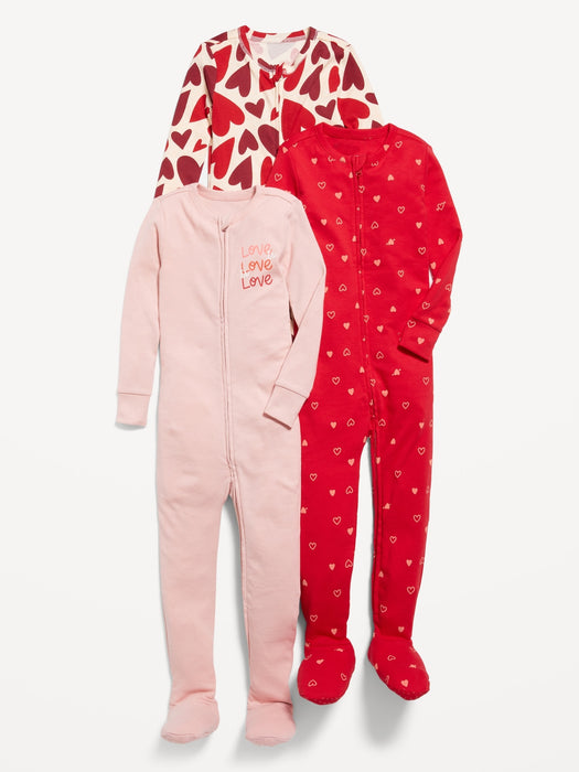 Unisex 2-Way-Zip Footie Pajama One-Piece 3-Pack for Toddler & Baby
