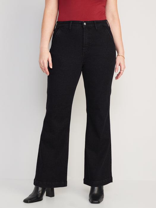 Extra High-Waisted 360° Stretch Black Trouser Flare Jeans for Women