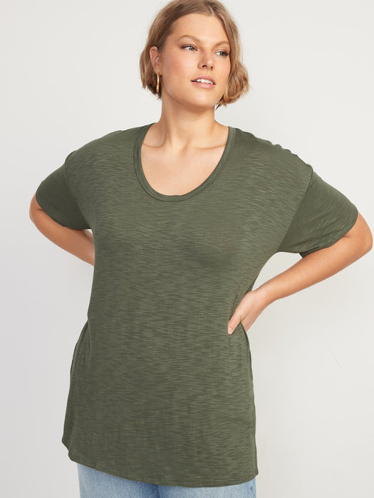 Oversized Luxe Slub-Knit Tunic T-Shirt for Women