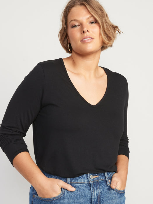 Luxe V-Neck Long-Sleeve T-Shirt for Women