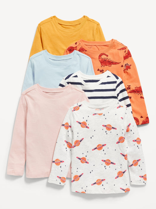 Unisex 6-Pack Long-Sleeve T-Shirt for Toddler