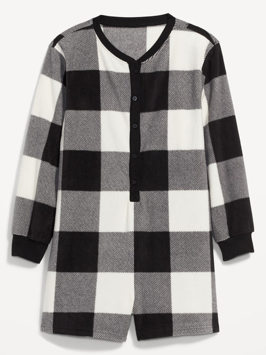 Fleece Henley Pajama Romper -- 3.5-inch inseam