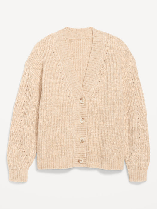 Cozy Shaker-Stitch Cardigan Sweater for Women