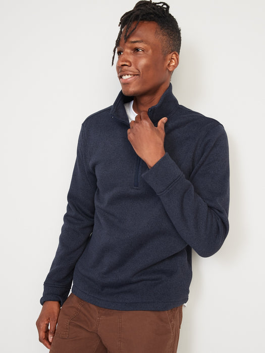 Sweater-Fleece Mock-Neck Quarter-Zip Sweatshirt for Men